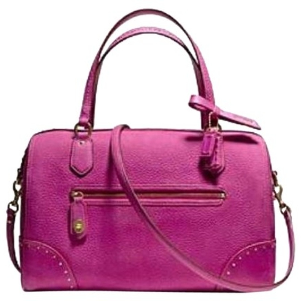Coach Poppy East West Studded Pink Nubuck Leather